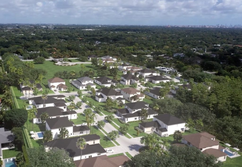 Aerial view of new homes in Miami